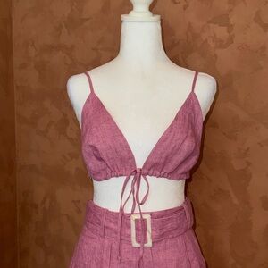 Top and High Waist Pink Women's Shorts